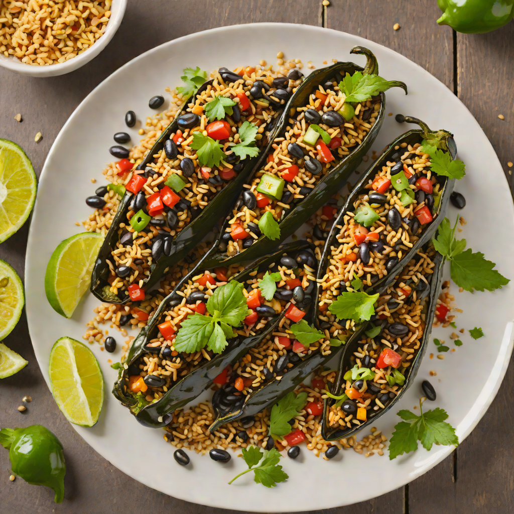 Baked Mexican-Style Stuffed Poblano Peppers with Black Beans and Quinoa