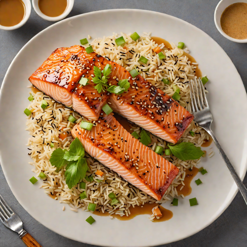 Pan-Seared Salmon with Miso-Maple Glaze and Sesame Rice