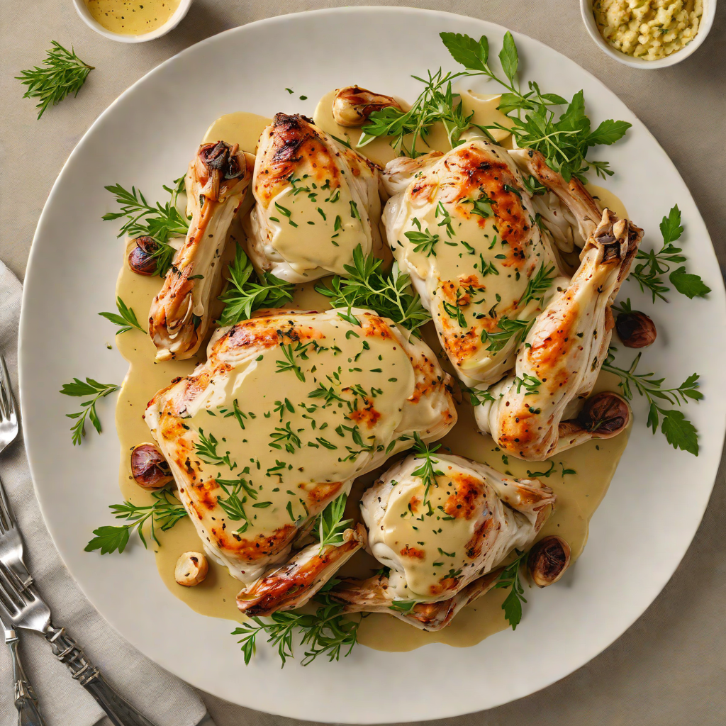 French Herb-Roasted Chicken with Garlic Dijon Sauce