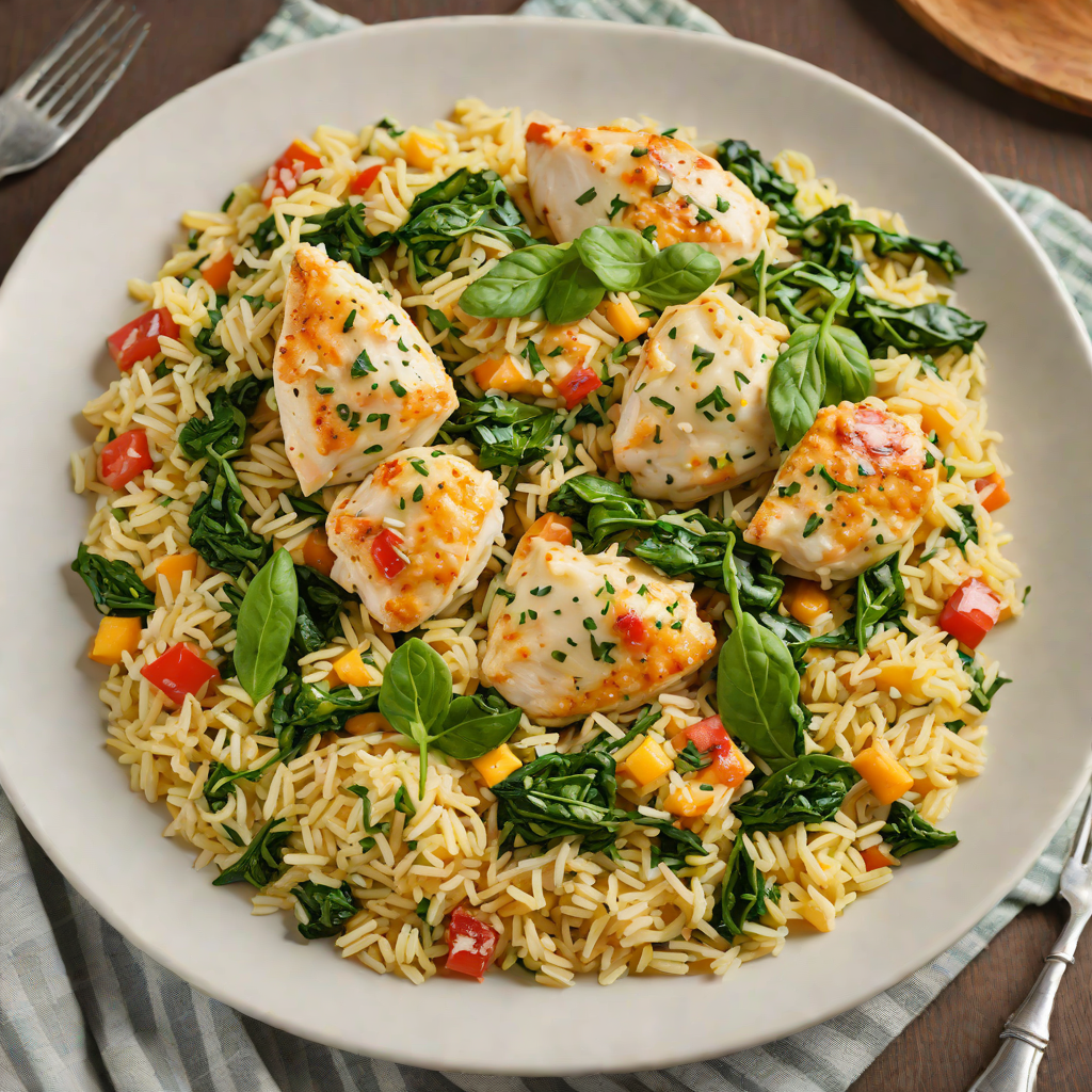 One-Pot Cheesy Chicken and Rice with Spinach