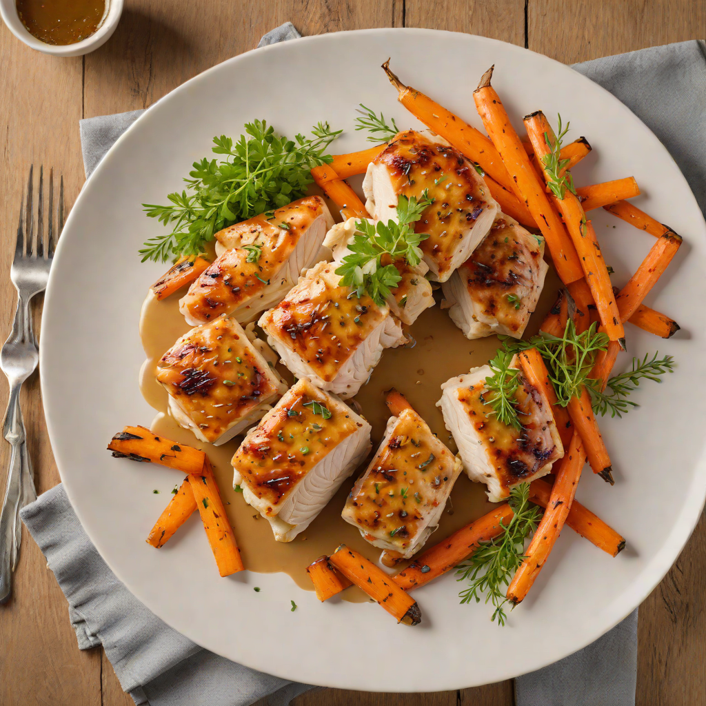 Pan-Seared Chicken with Honey Dijon Glaze and Roasted Carrots