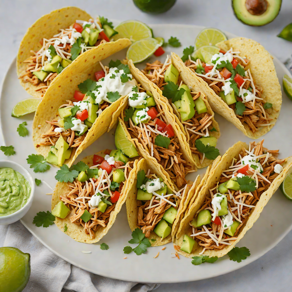 Shredded Chicken Tacos with Avocado Lime Crema