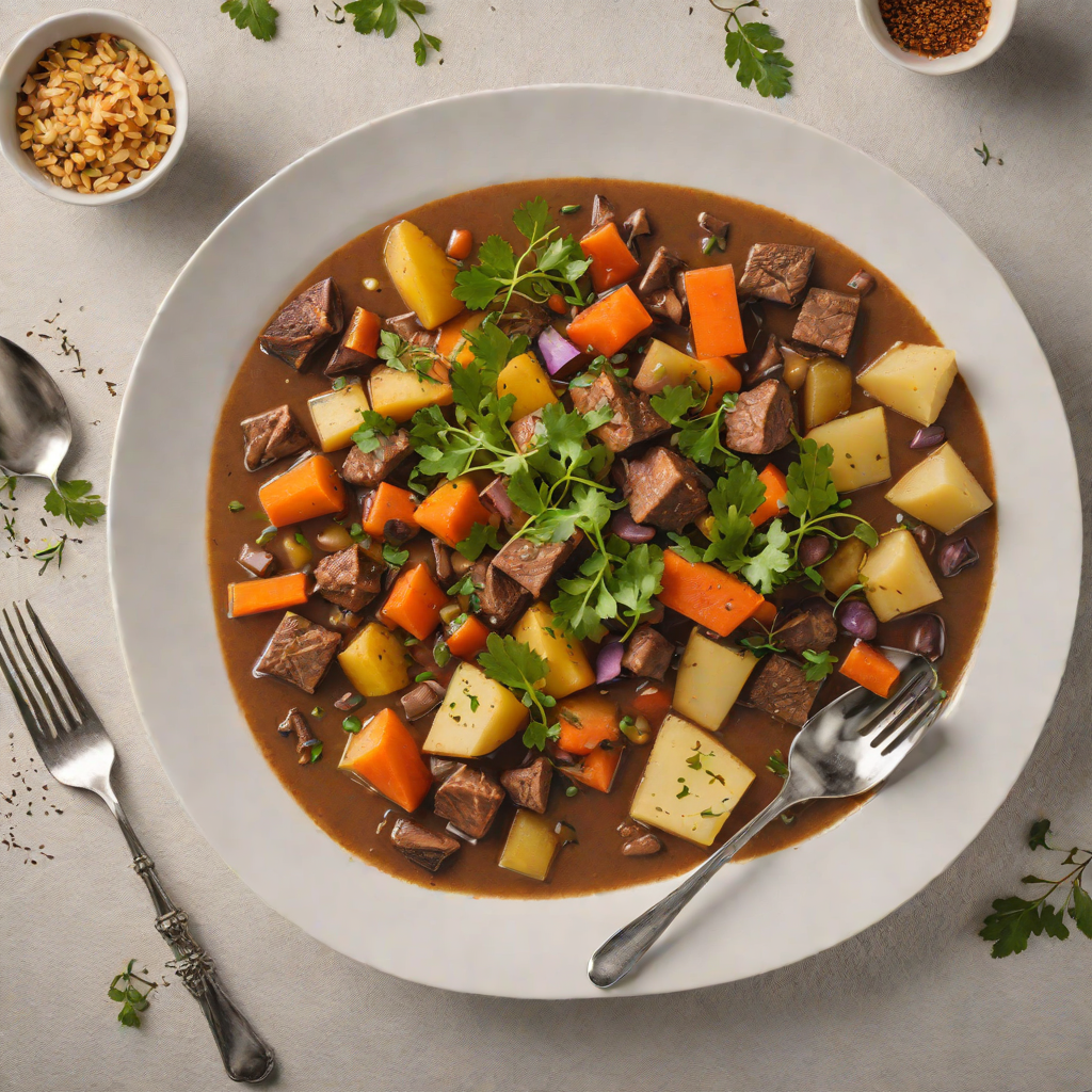 Slow-Cooked Kangaroo Stew with Native Wattleseed and Root Vegetables