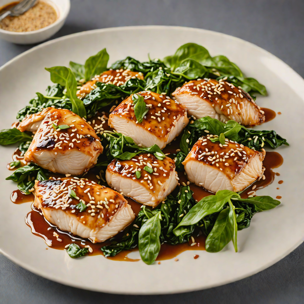 Pan-Seared Chicken with Miso-Soy Glaze and Sesame Spinach