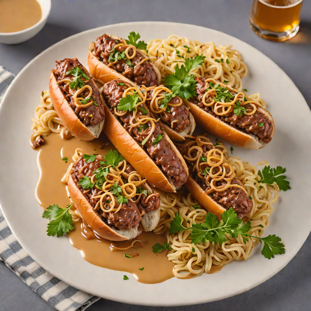 Beer-Braised Bratwurst with Caramelized Onions and Mustard Sauce