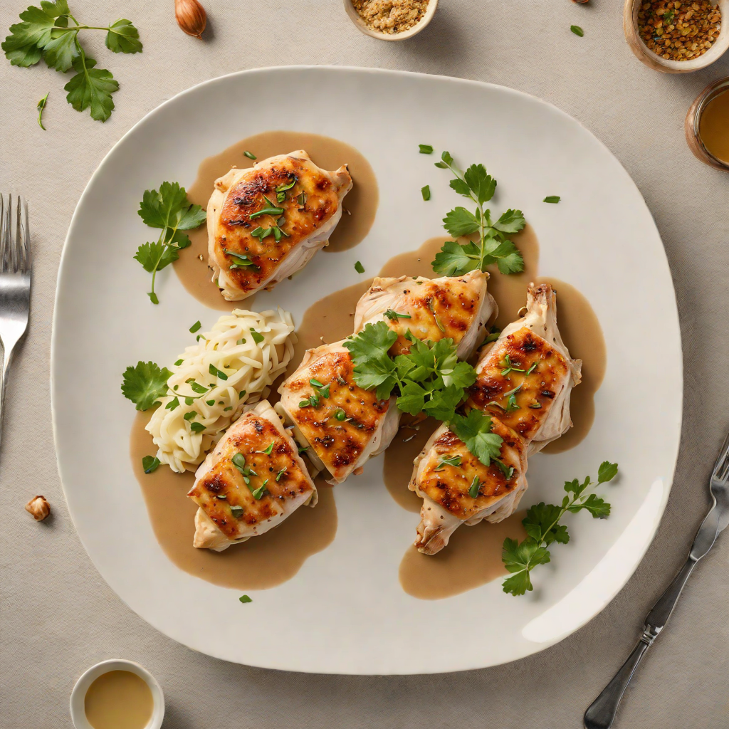 Pan-Seared Chicken with Roasted Garlic and White Lotus Herb Sauce
