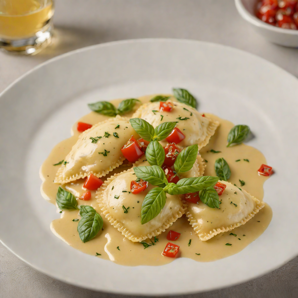 Ricotta and Tomato Ravioli with Basil Butter Sauce