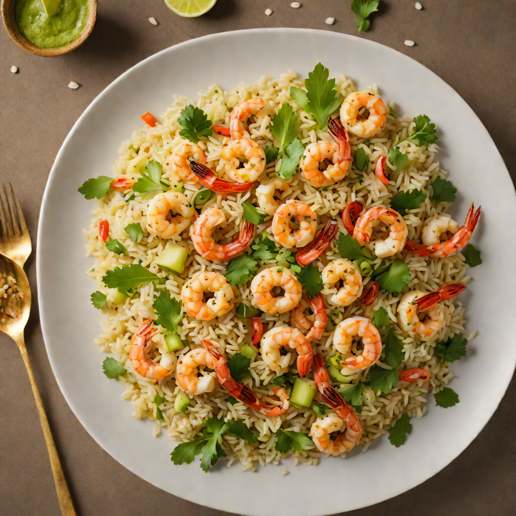 Cauliflower Rice Stir-Fry with Ginger and Garlic Shrimp