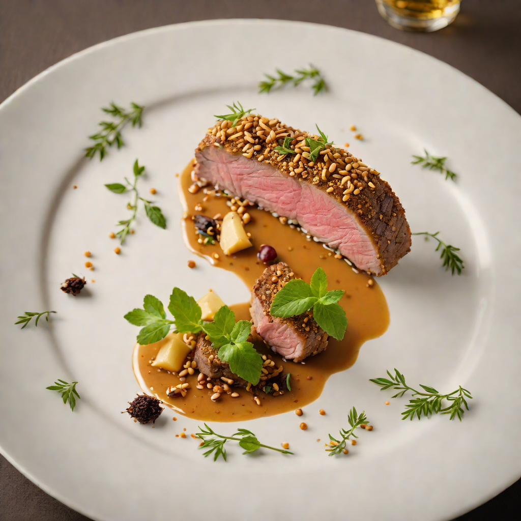 Baked Lamb Loin with Wattleseed and Macadamia Crust