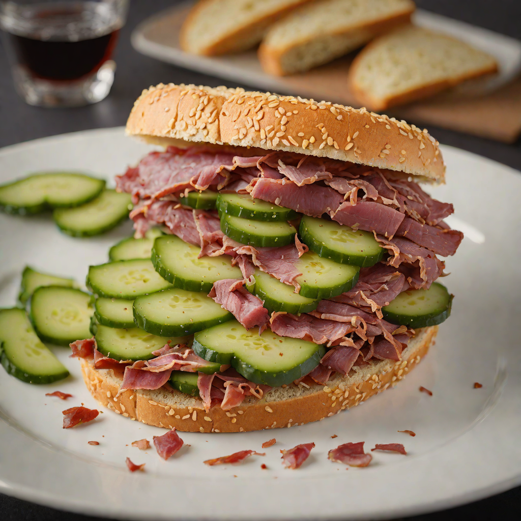 Montreal-Inspired Smoked Meat Sandwich with Pickled Cucumbers