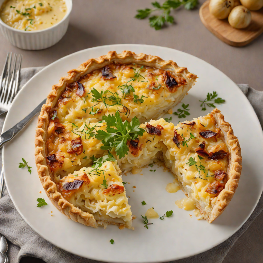Savoury Quebec Potato and Cheese Pie with Caramelized Onions