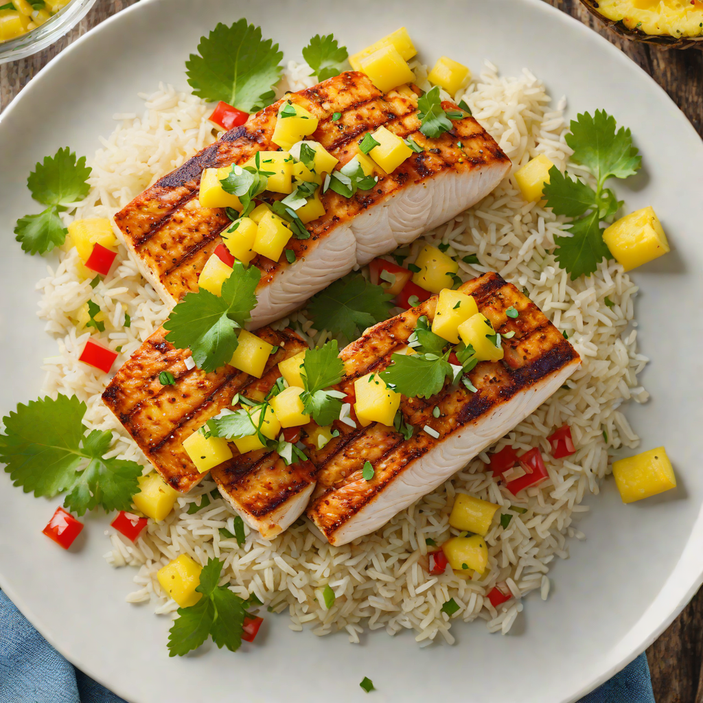 Seared Mahi-Mahi with Pineapple Salsa and Coconut Rice