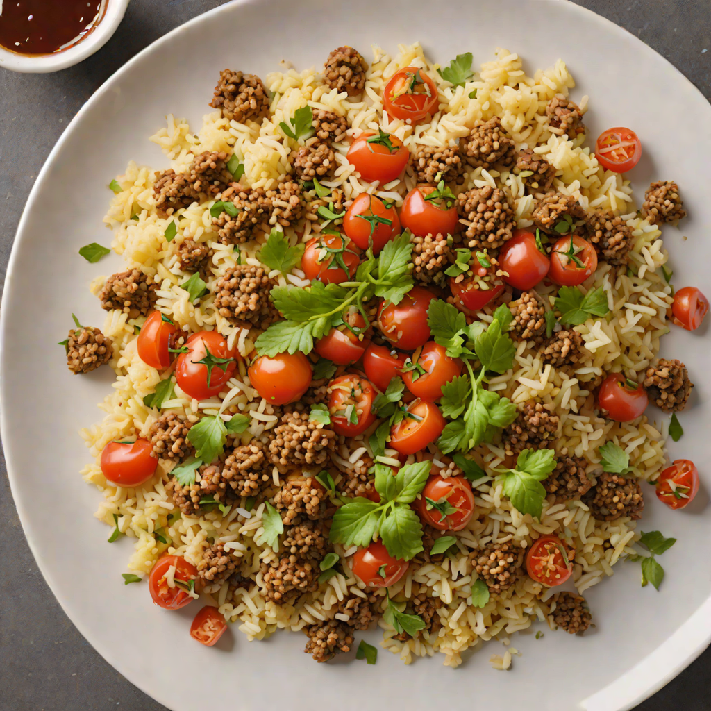 Sautéed Ground Beef with Cauliflower Rice and Spiced Tomatoes