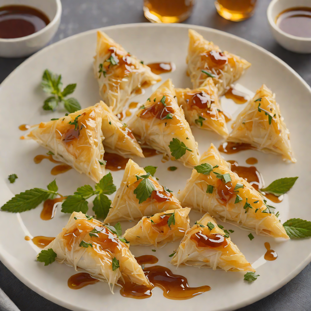 Phyllo-Wrapped Cheese Triangles with Honey Drizzle