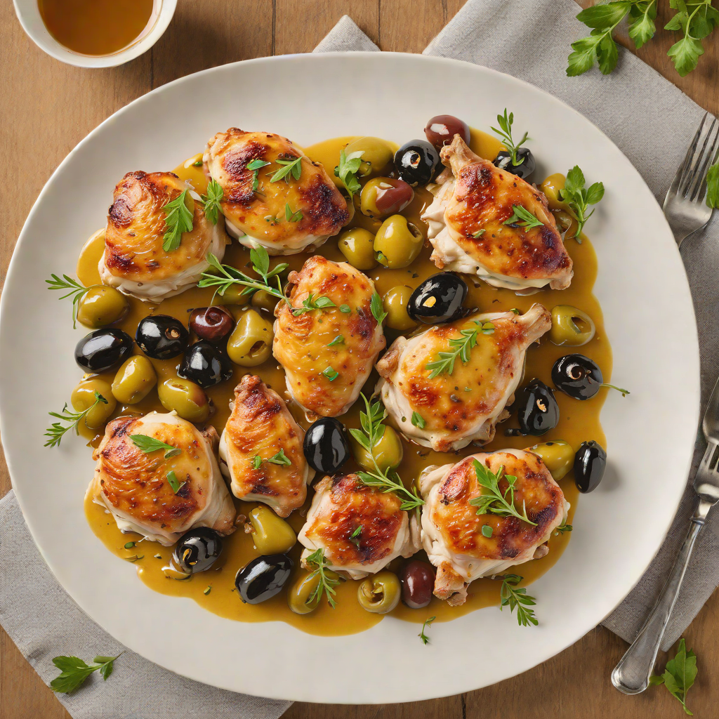Pan-Roasted Chicken Thighs with Saffron and Spanish Olives