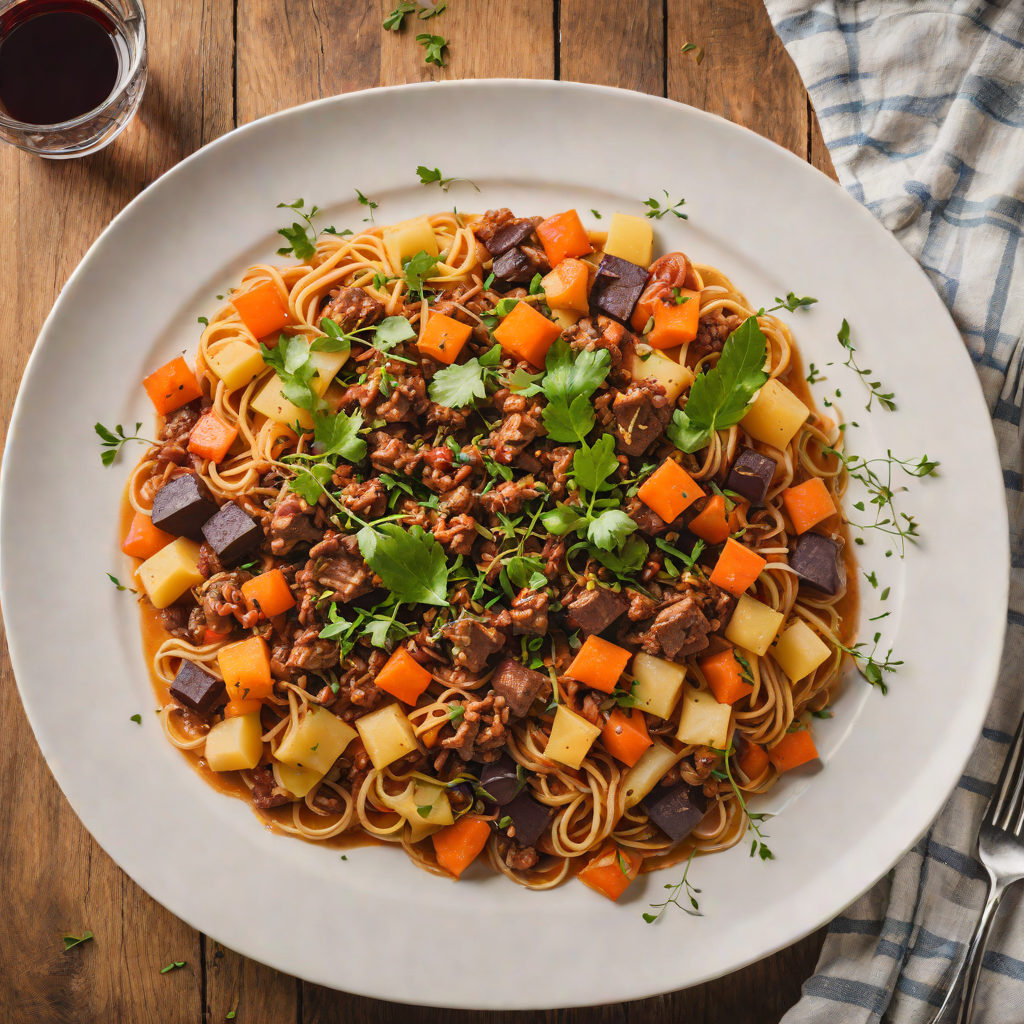Slow-Cooked Kangaroo Ragu with Shiraz and Root Vegetables