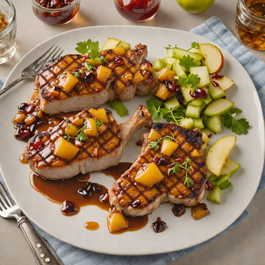 Whiskey-Glazed Grilled Pork Chops with Apple Chutney