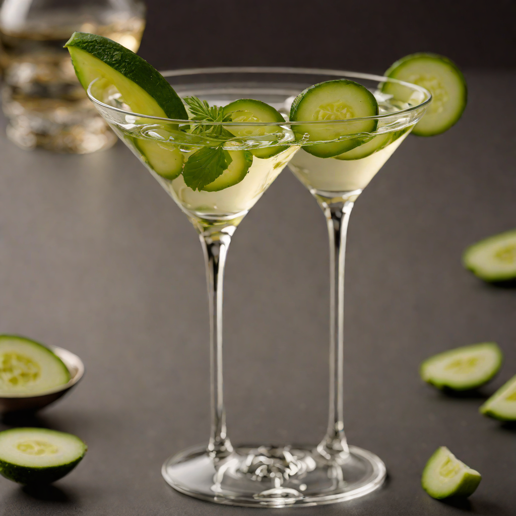 Herb-Infused Vodka Martini with Cucumber Twist