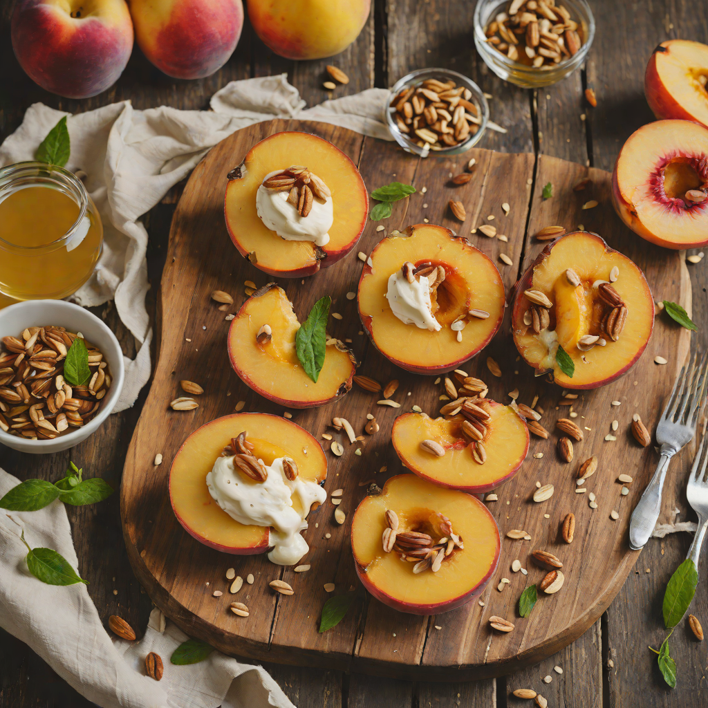 Pan-Seared Peach Halves with Honey Mascarpone and Toasted Almonds