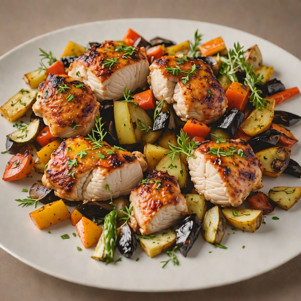 Pan-Roasted Chicken Thighs with Garlic and Roasted Vegetables