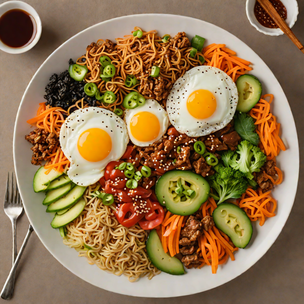 Stir-Fried Korean Bibimbap Bowl with Spicy Gochujang Sauce