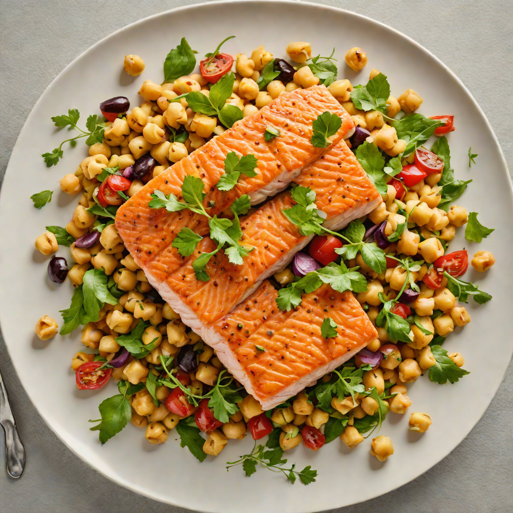 Pan-Seared Salmon with Mediterranean Chickpea Salad