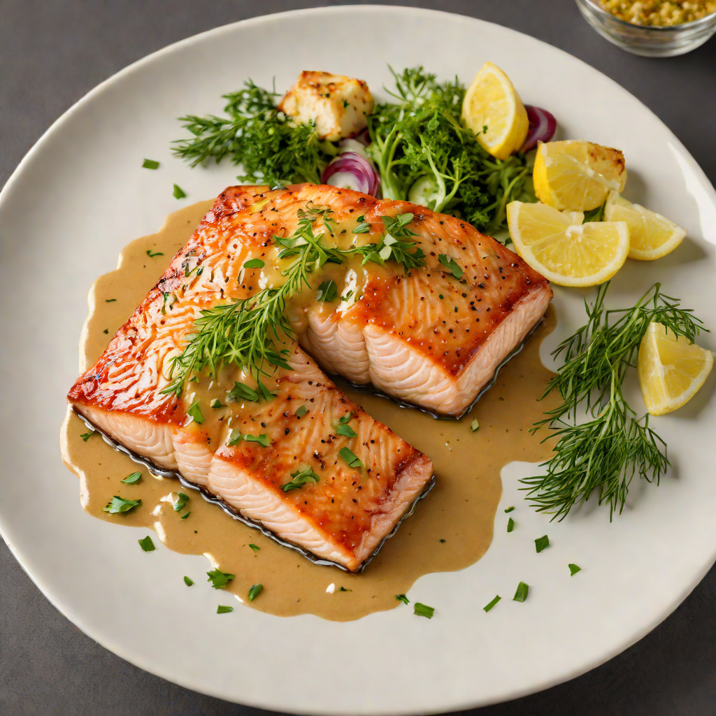 Quebec-Inspired Maple-Glazed Baked Salmon with Mustard-Dill Sauce