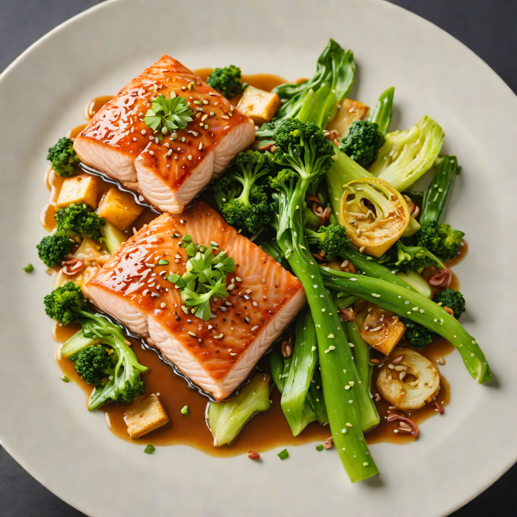 Seared Soy-Ginger Glazed Salmon with Stir-Fried Bok Choy