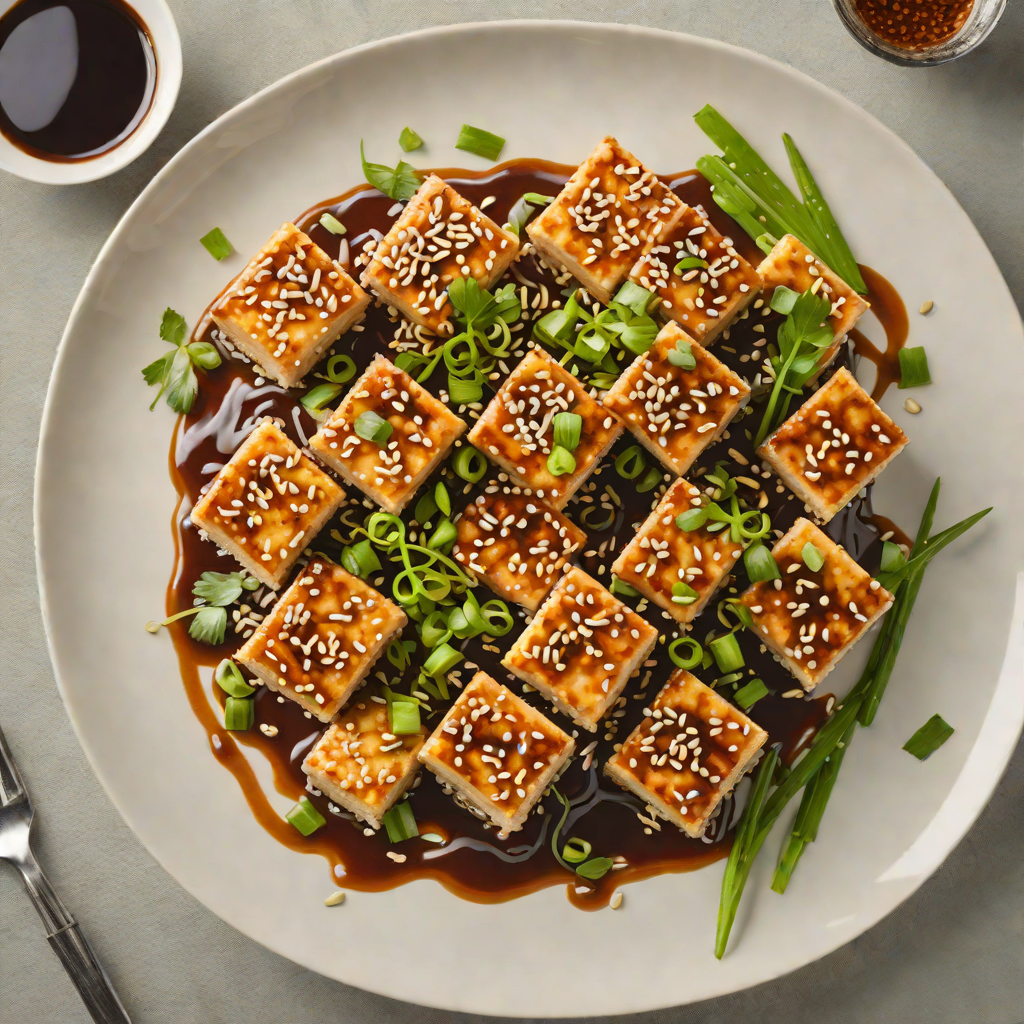 Pan-Fried Sesame Tofu with Ginger-Soy Glaze and Scallions