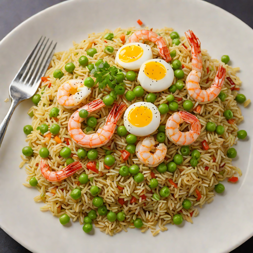 Shrimp Fried Rice with Egg and Peas