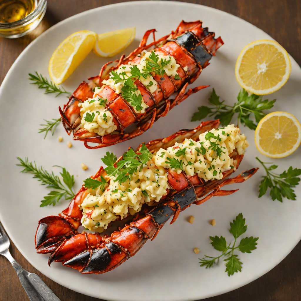Wood-Grilled Lobster Tail with Garlic Herb Butter