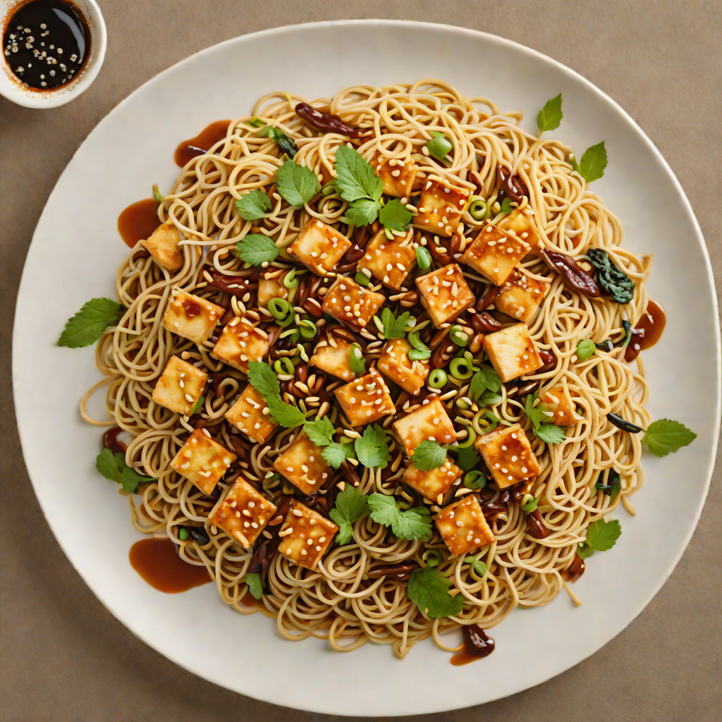 Tofu and Mung Bean Noodle Stir-Fry with Tamarind Sauce