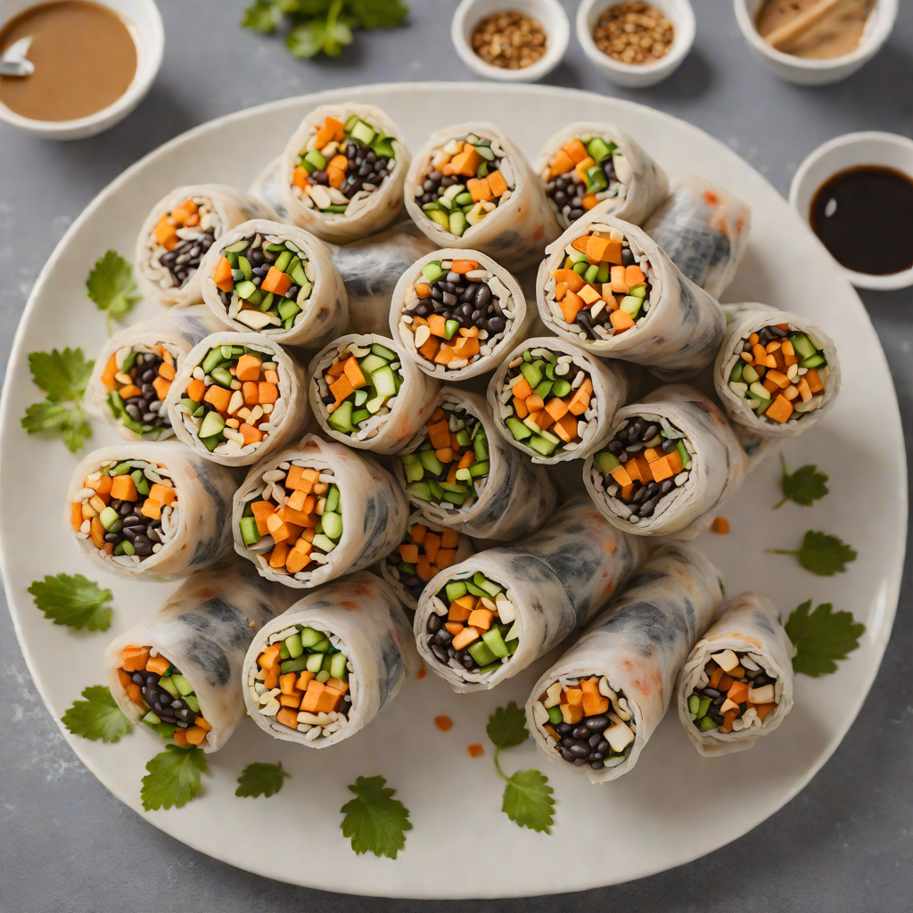Sweet Potato and Black Bean Summer Rolls with Peanut Sauce