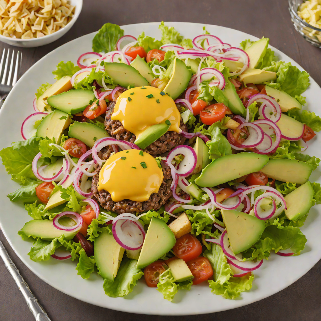 Cheeseburger Salad with Pickled Onions and Avocado