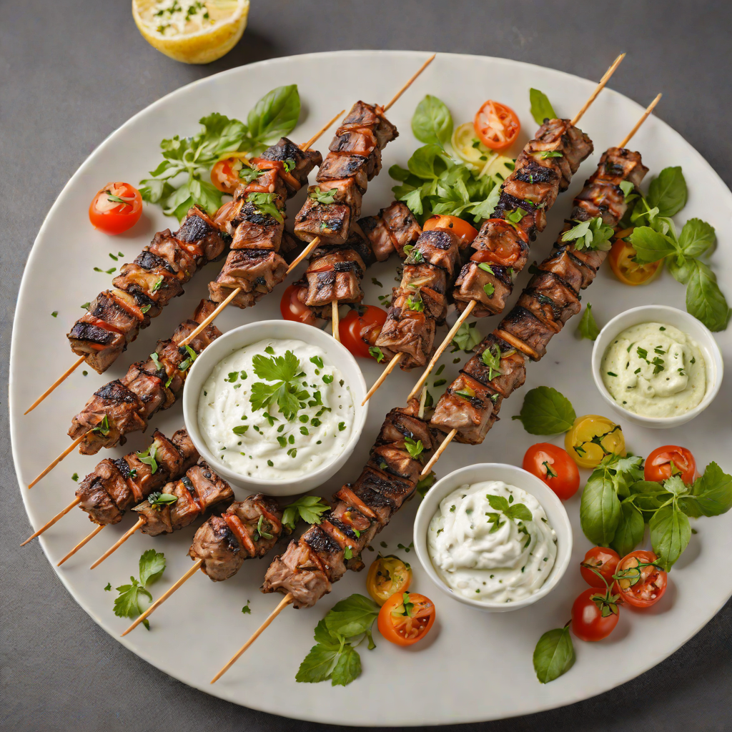 Charred Mediterranean Lamb Skewers with Tzatziki
