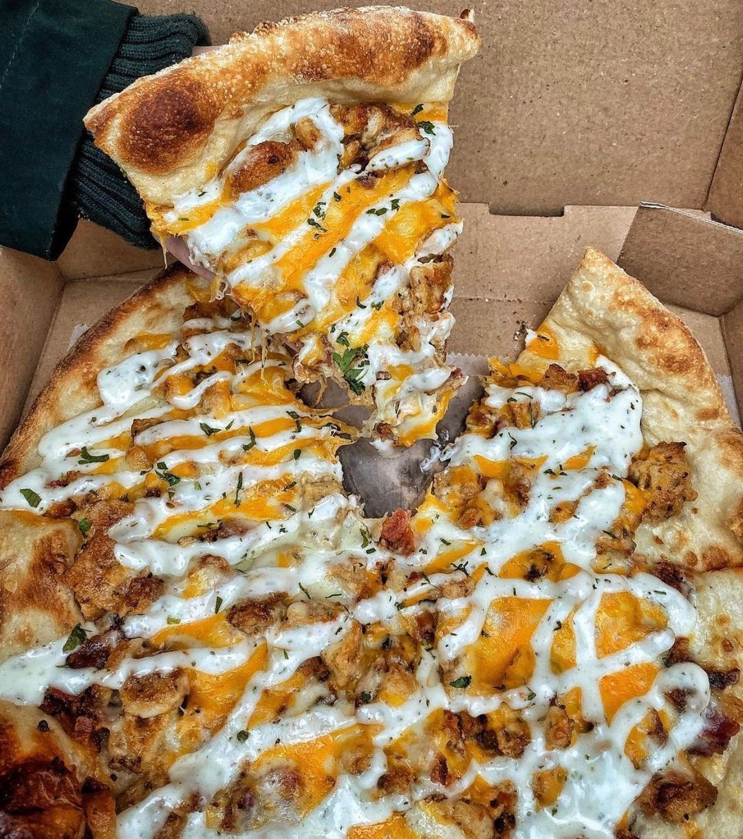 Wood-Fired Pizza with Spicy Chicken Bacon Ranch Toppings