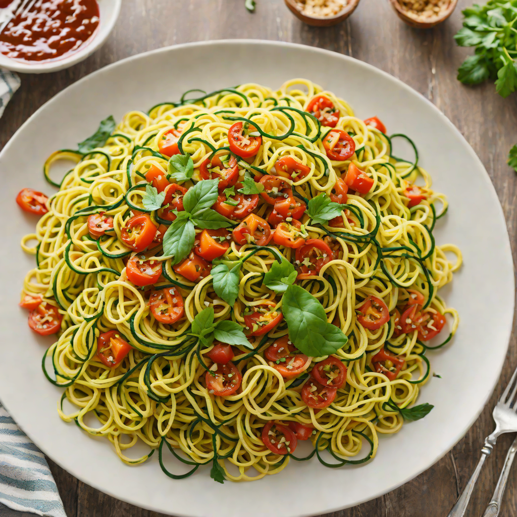 Low-Carb Zucchini Noodles with Spicy Garlic Tomato Sauce
