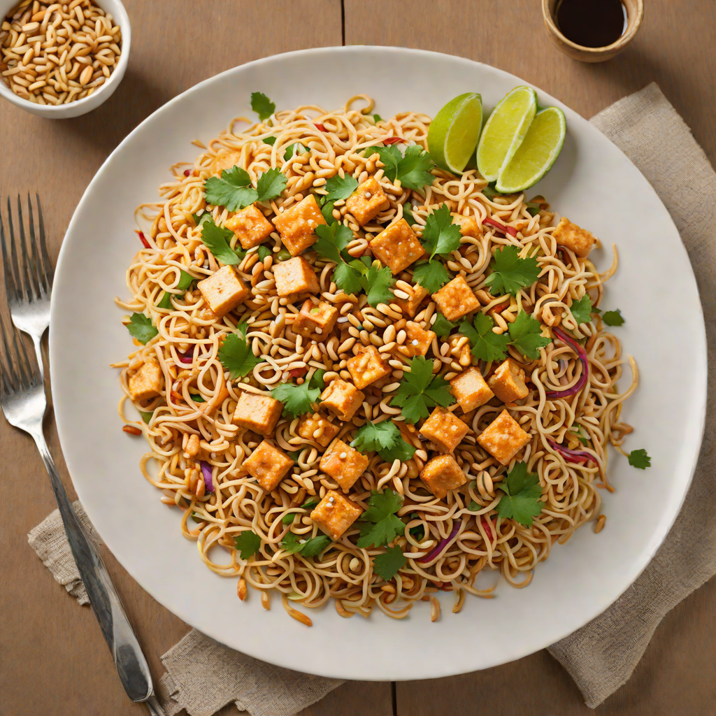 Pad Thai-Inspired Stir-Fried Rice Noodles with Tofu and Peanuts