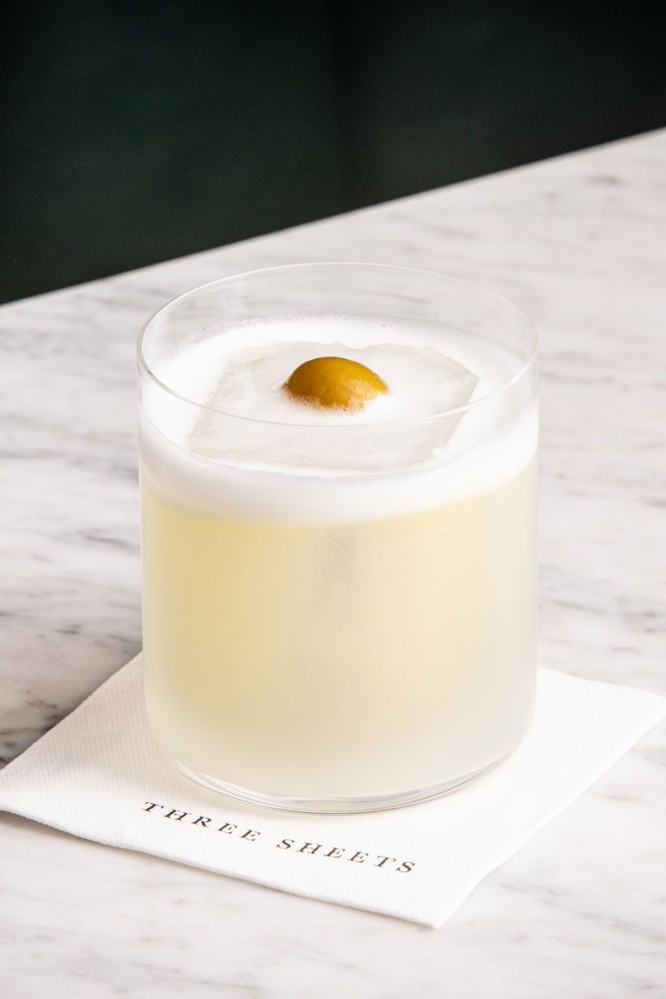 Mediterranean Olive Gin Fizz