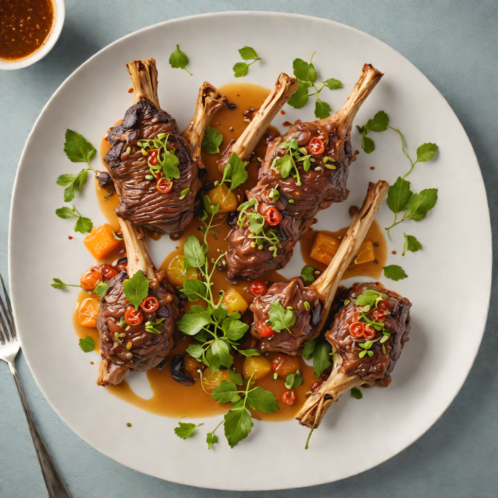 Slow-Cooked Lamb Shanks with Finger Lime and Eucalyptus