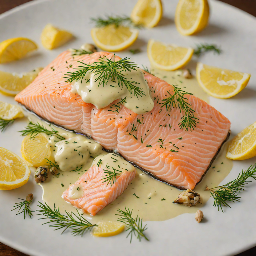 Low-Temperature Poached Salmon with Lemon Dill Sauce