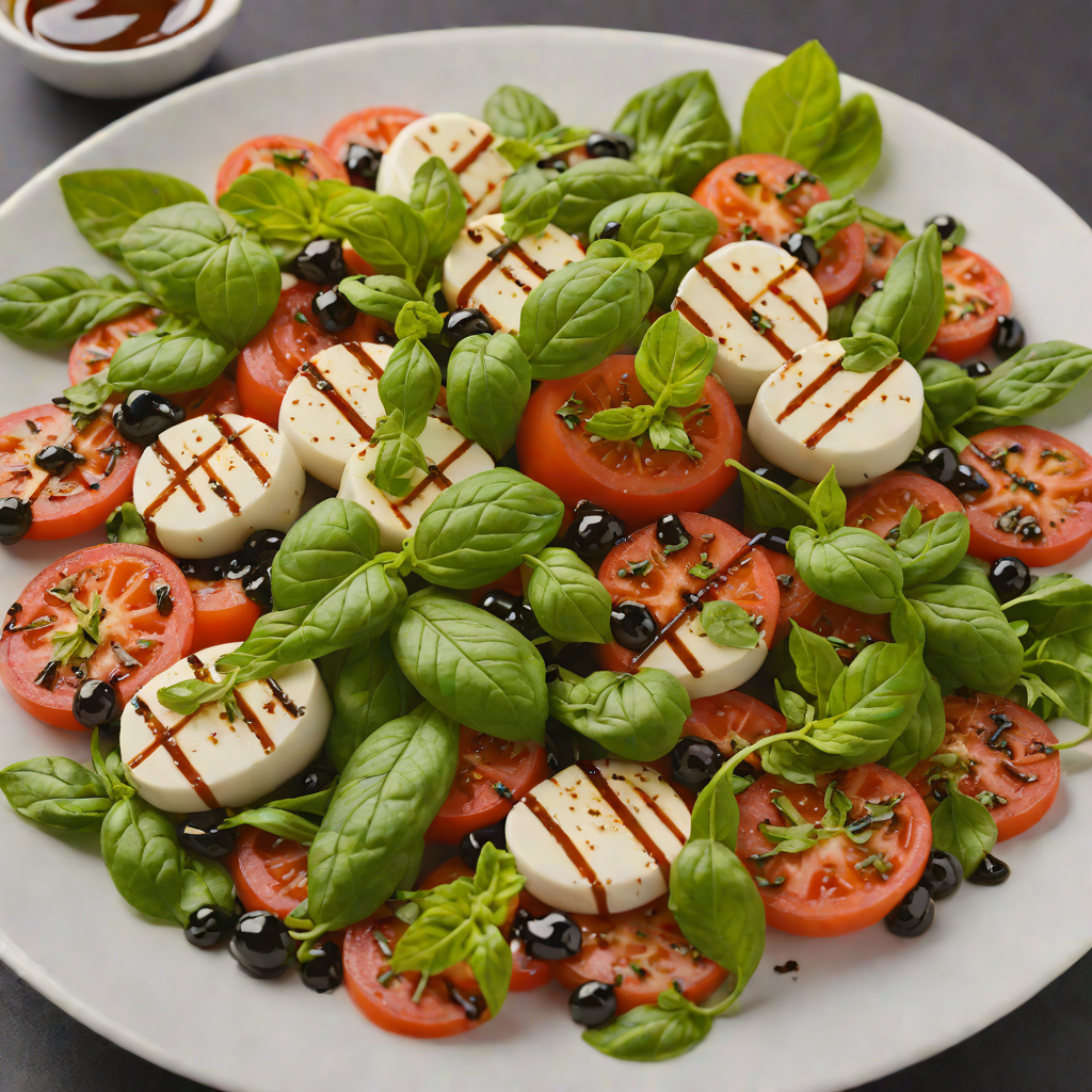 Basil-Infused Italian Caprese Salad with Balsamic Glaze