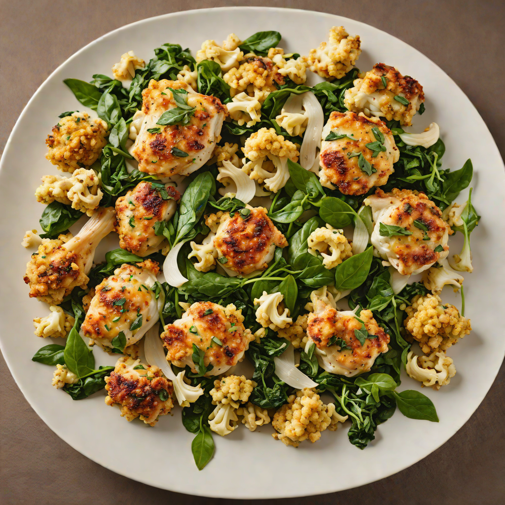 Sautéed Garlic Chicken with Roasted Cauliflower and Spinach