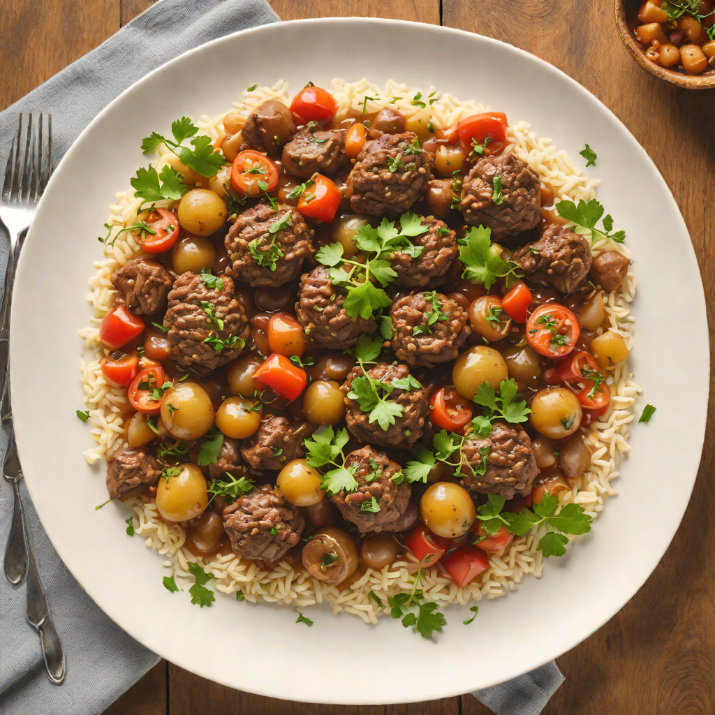 Slow-Cooked Lamb Stifado with Pearl Onions and Tomato