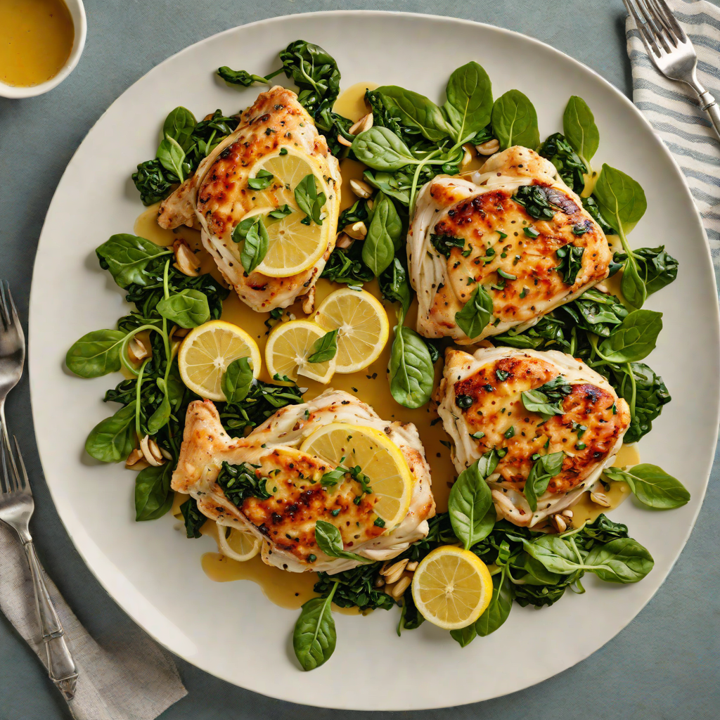 Seared Lemon-Garlic Chicken with Wilted Spinach