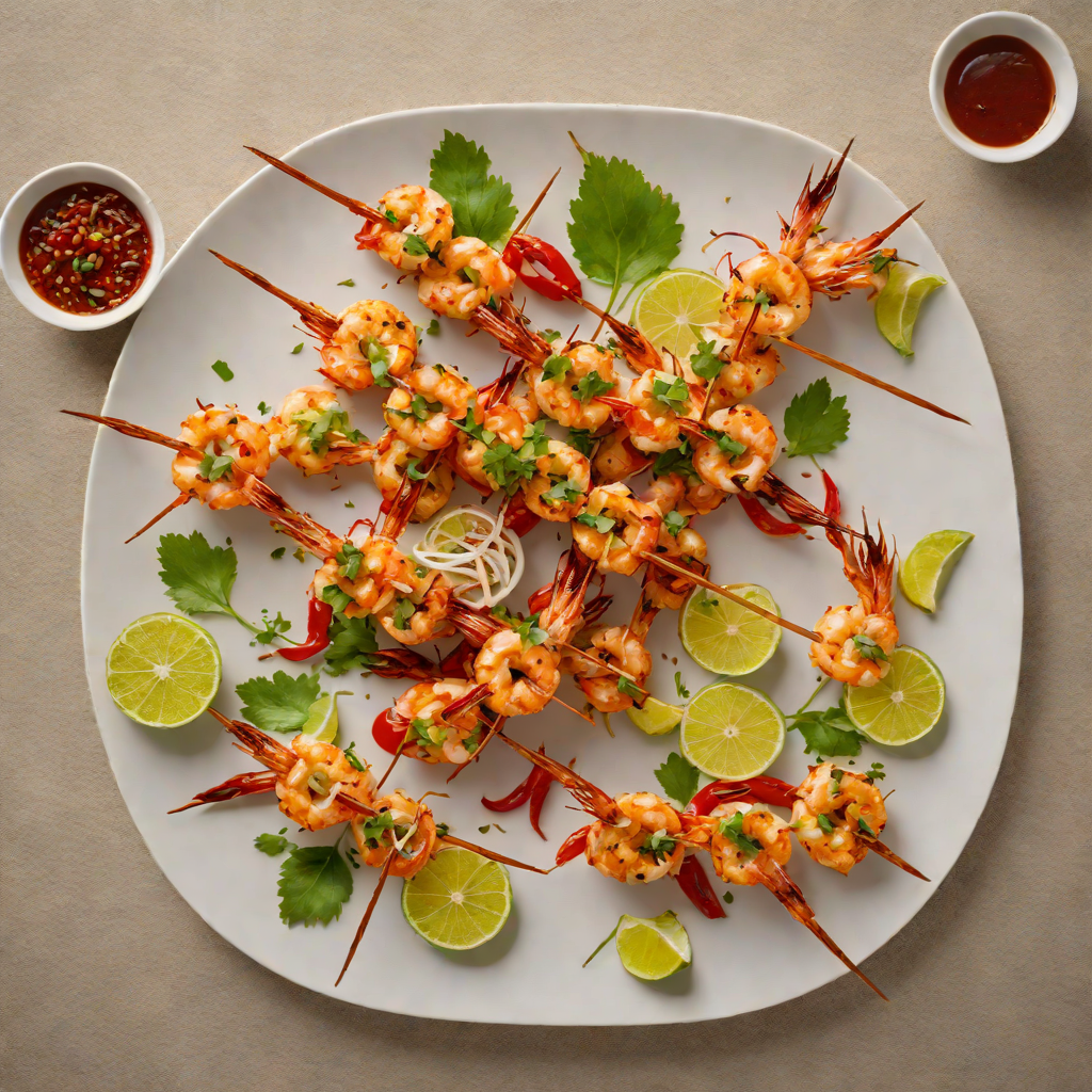 Pan-Seared Goan Prawn Skewers with Garlic and Red Chili