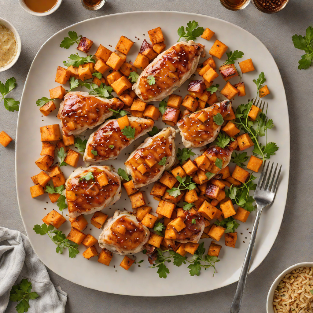 Sheet Pan Maple-Glazed Chicken with Sweet Potato Cubes