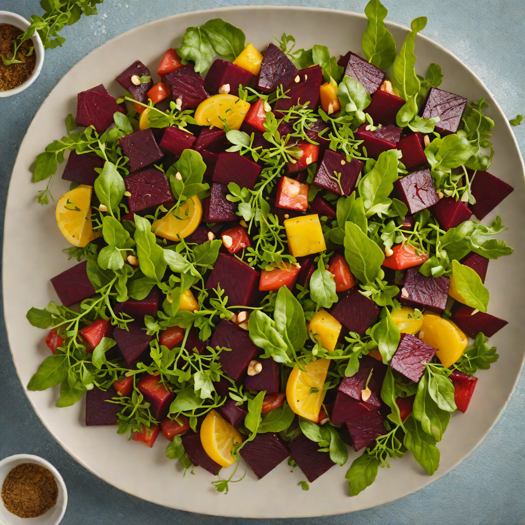Roasted Beetroot and Bush Tomato Salad with Lemon Myrtle Dressing