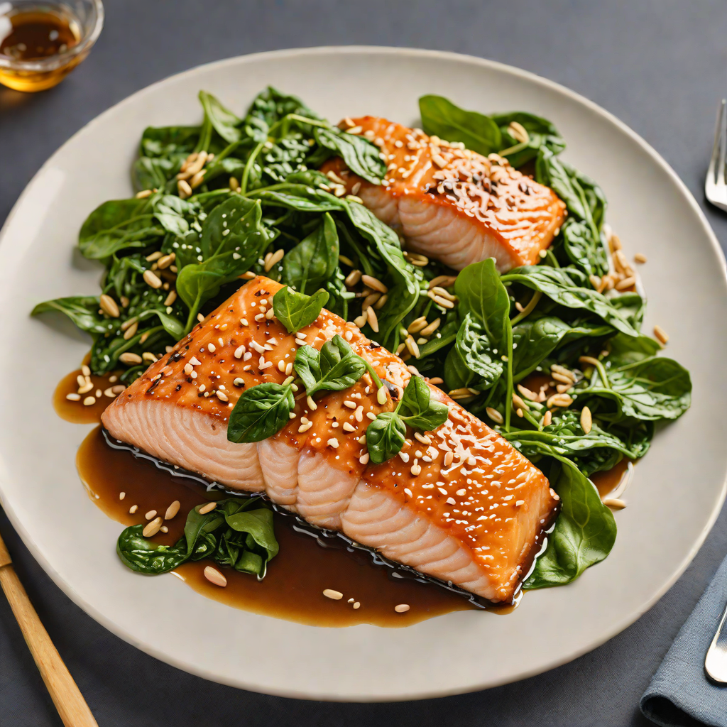 Honey-Soy Glazed Salmon with Sesame Spinach
