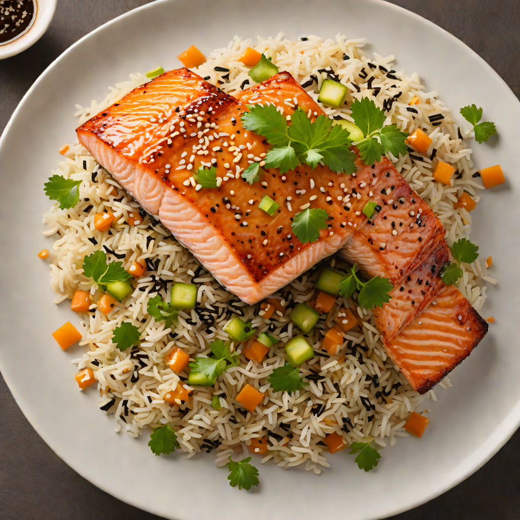 Pan-Seared Salmon with Miso Ginger Glaze and Sesame Rice